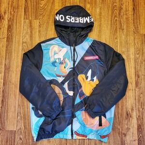 Members Only Jacket Space Jam Hooded Windbreaker Men Large New